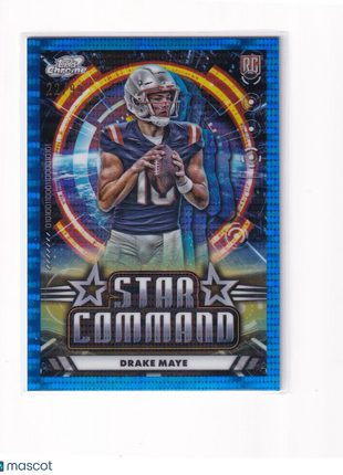 Drake Maye 2024 Topps Chrome Star Command #SC-17 New England Patriots Blue Wave Refractor RC