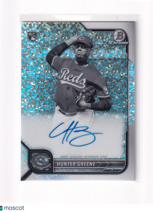 Hunter Greene 2022 Bowman Chrome #CRA-HG Cincinnati Reds Aqua Shimmer RC