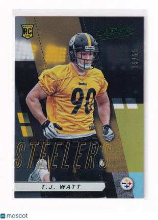 T.J. Watt 2017 Panini Absolute #184 Pittsburgh Steelers Green Spectrum RC 15/25