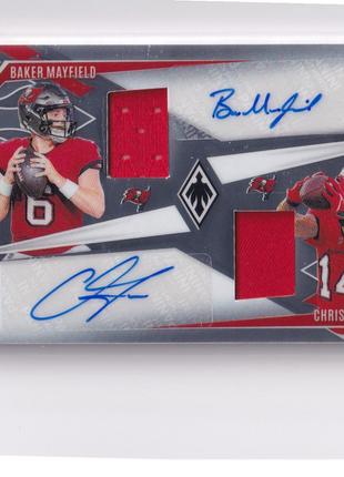Chris Godwin Baker Mayfield 2025 Panini Phoenix Phenomenal Duo Jersey Autographs #PDJA-TB Tampa Bay Buccaneers Dual Memorabilia Dual Autograph 10/49 Jersey Patch