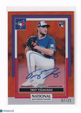 Trey Yesavage 2026 Topps Chrome National Sports Collectors Convention #MLB-05 Toronto Blue Jays Autograph 07/25 RC