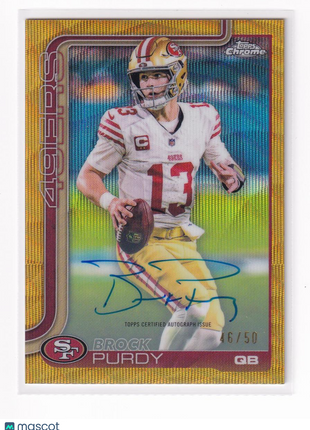 Brock Purdy 2025 Topps Chrome Football #BA-BP San Francisco 49ers Gold Wave Refractor 46/50