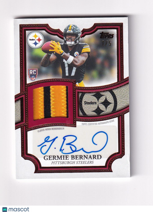 Germie Bernard 2026 Topps Flagship Football #ARP-GB Pittsburgh Steelers Player-Worn Memorabilia Rookie Patch Card 1/5 RC