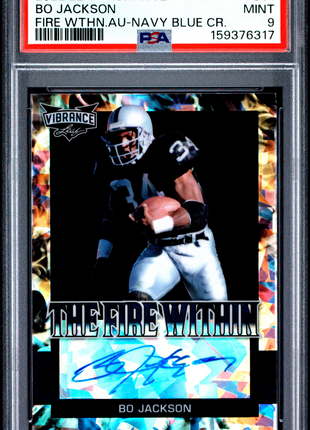Bo Jackson PSA 9 2022 Leaf Vibrance The Fire Within Autographs #BJ1 Wthn. Au Navy Blue CR.