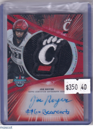 Joe Royer 2025 Topps Bowman University's Best #JRA-JR Bearcats Relic Auto 5/5