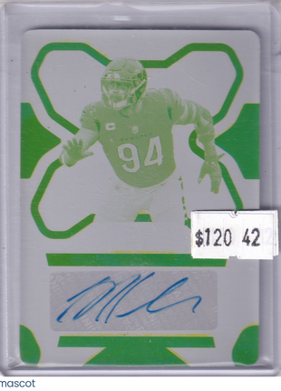 Sam Hubbard 2023 National Treasures #SIG-SHU Bengals Yellow Printing Plate