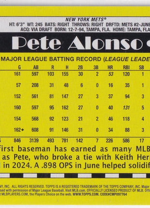 Pete Alonso 2025 Topps 1990 Topps Baseball 35th Anniversary #T90-30 New York Mets 21/35