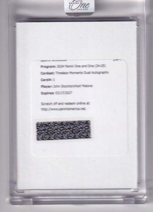John Stockton Karl Malone 2025 Panini One and One Timeless Moments Dual Autographs #1 Utah Jazz Redemption
