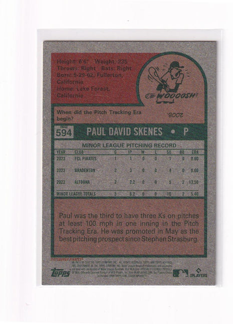 Paul Skenes 2024 Topps Heritage #594 Pittsburgh Pirates RC
