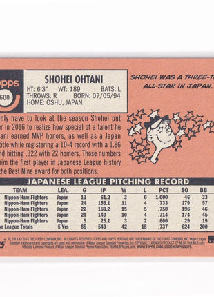 Shohei Ohtani 2018 Topps Heritage #600 Los Angeles Angels RC