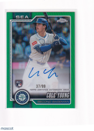 Cole Young 2026 Topps Chrome #RA-CY Seattle Mariners Green 37/99 RC