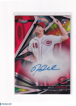 Nick Lodolo 2022 Bowman's Best #B22-NL Cincinnati Reds Red Refractor Autograph 4/5 RC
