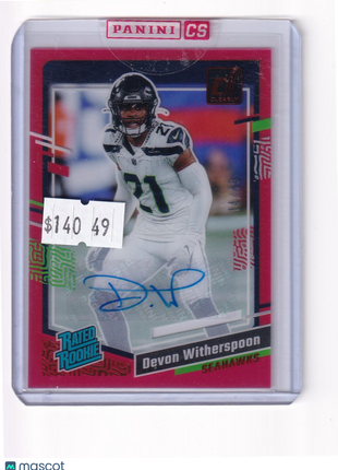 Devon Witherspoon 2024 Panini Clearly Donruss Football #99 Seattle Seahawks Pink 14/49