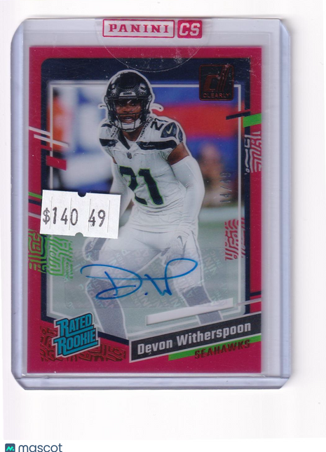 Devon Witherspoon 2024 Panini Clearly Donruss Football #99 Seattle Seahawks Pink 14/49