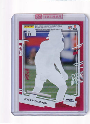 Devon Witherspoon 2024 Panini Clearly Donruss Football #99 Seattle Seahawks Pink 14/49