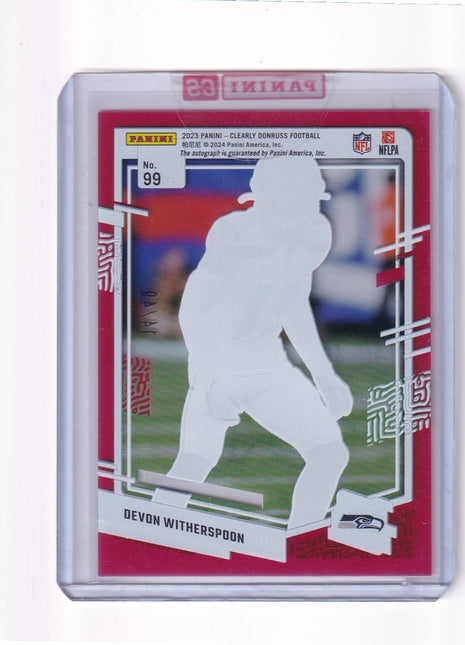 Devon Witherspoon 2024 Panini Clearly Donruss Football #99 Seattle Seahawks Pink 14/49