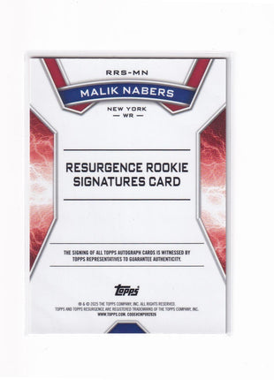 Malik Nabers 2025 Topps Resurgence #RRS-MN New York Giants Pink 01/10 RC