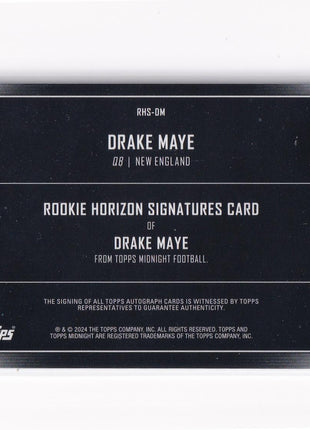 Drake Maye 2024 Topps Midnight Football #RHS-DM New England Patriots RC 03/20