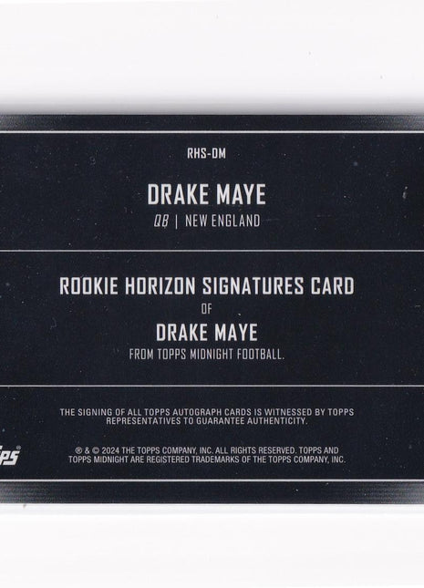 Drake Maye 2024 Topps Midnight Football #RHS-DM New England Patriots RC 03/20