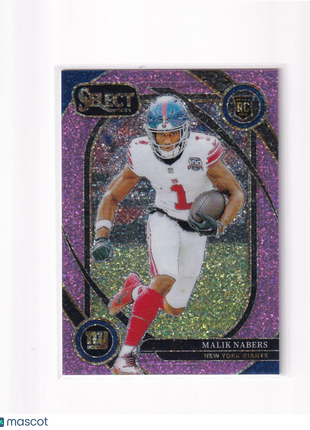 Malik Nabers 2025 Panini Select Football #220 New York Giants Purple Glitter Prizm RC 06/15
