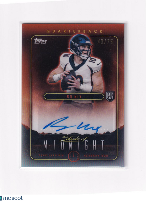 Bo Nix 2024 Topps Midnight Football Stroke of Midnight #SMA-BN Denver Broncos 40/75 RC