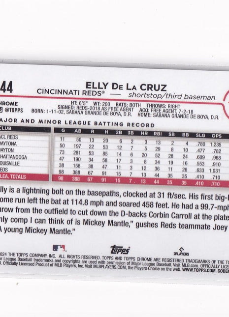 Elly De La Cruz 2024 Topps Chrome #44 Cincinnati Reds RC