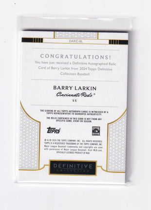 Barry Larkin 2024 Topps Definitive Collection #DARC-BL Cincinnati Reds 4/5