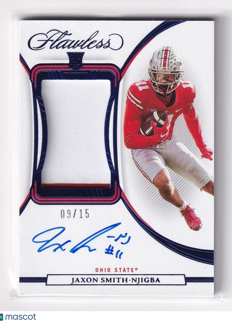 Jaxon Smith-Njigba 2023 Panini Flawless Collegiate #PA-JSN Ohio State Buckeyes 09/15 Patch