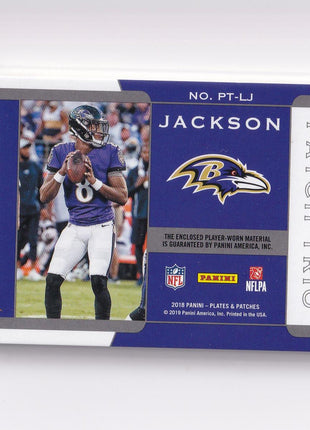 Lamar Jackson 2019 Panini Plates & Patches #PT-LJ Baltimore Ravens Triple Patch 48/75 Memorabilia