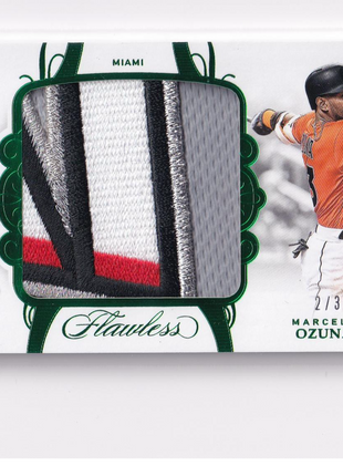Marcell Ozuna 2018 Panini Flawless #PA-MO Miami Marlins Green 2 / 3 Patch Memorabilia
