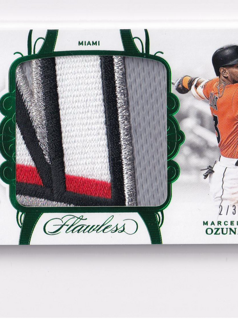 Marcell Ozuna 2018 Panini Flawless #PA-MO Miami Marlins Green 2 / 3 Patch Memorabilia