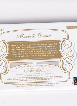 Marcell Ozuna 2018 Panini Flawless #PA-MO Miami Marlins Green 2 / 3 Patch Memorabilia