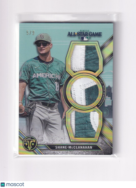Shane McClanahan 2024 Topps Triple Threads #ASP-MCC Tampa Bay Rays 5/9 Triple Patch Memorabilia