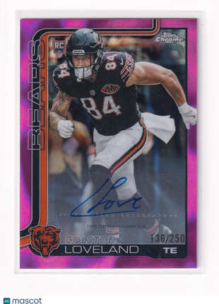 Colston Loveland 2025 Topps Chrome #RA-CL Chicago Bears Pink RC 136/250