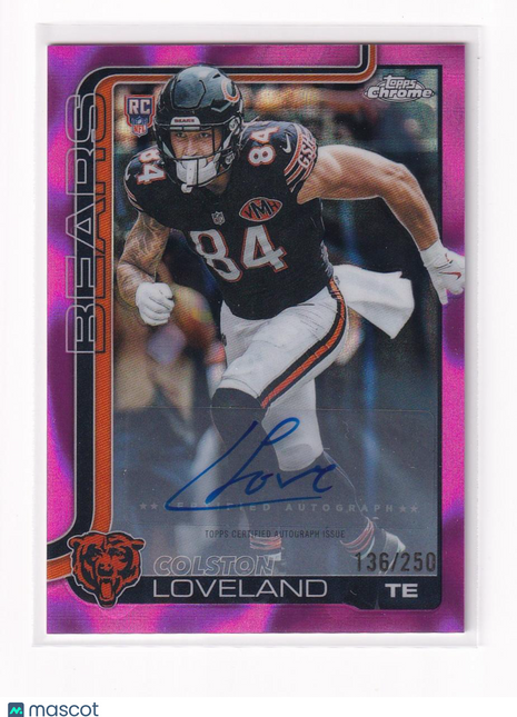 Colston Loveland 2025 Topps Chrome #RA-CL Chicago Bears Pink RC 136/250