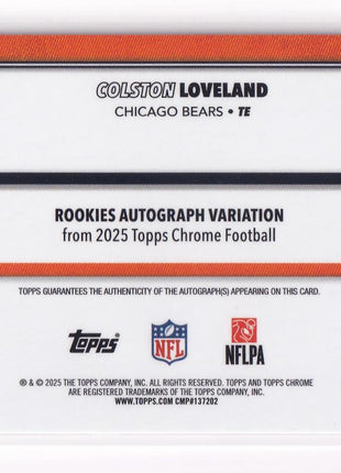 Colston Loveland 2025 Topps Chrome #RA-CL Chicago Bears Pink RC 136/250