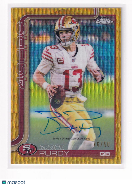 Brock Purdy 2025 Topps Chrome Football #BA-BP San Francisco 49ers Gold Wave Refractor 46/50