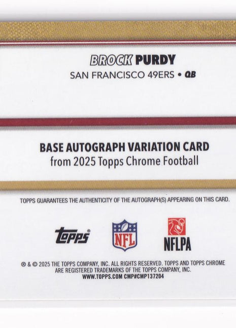 Brock Purdy 2025 Topps Chrome Football #BA-BP San Francisco 49ers Gold Wave Refractor 46/50