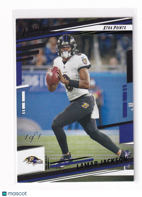 Lamar Jackson 2022 Panini Prestige Football #20 Baltimore Ravens Xtra Points Platinum 1 of 1 1 of 1