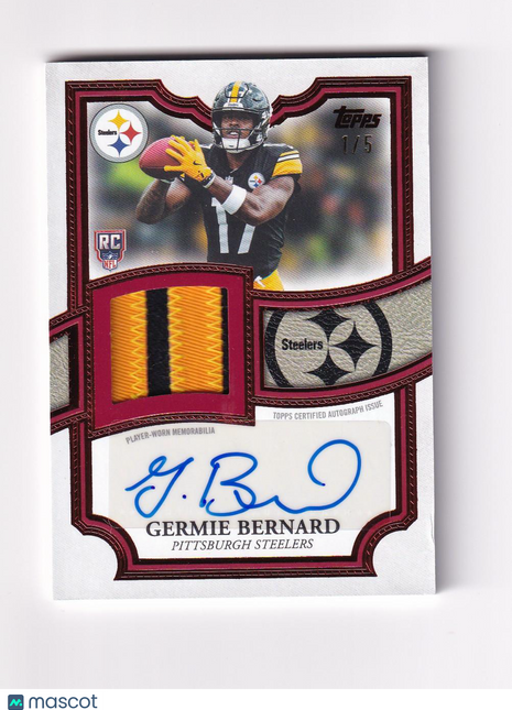 Germie Bernard 2026 Topps Football #ARP-GB Steelers Rookie Patch Card 1/5