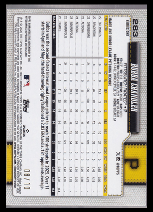 Bubba Chandler 2026 Topps #283 Pirates Black Autograph /10 RC