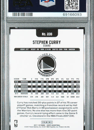 Stephen Curry PSA 10 2017 Panini Hoops #236 Red 44/49