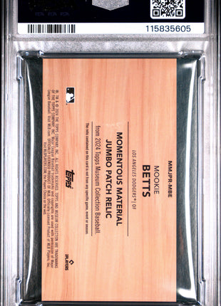 Mookie Betts PSA 6 2024 Topps Museum Collection Momentous Material Jumbo Patch Relics #MBE 2/5