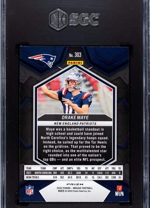 Drake Maye SGC 10 2024 Panini Mosaic #303 Yellow Reactive Prizm